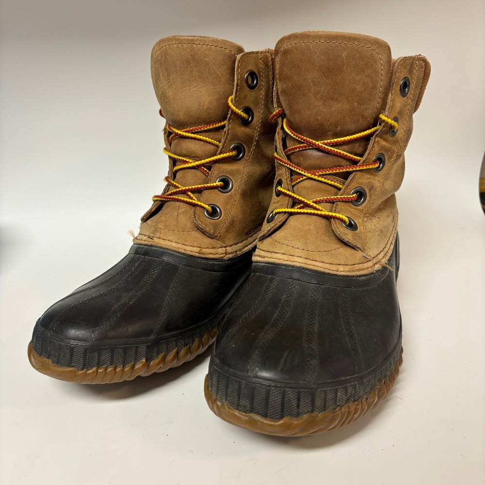 Sorel Cheyanne Lace Full Grain Leather Duck Boots Brown Black Mens 7.5